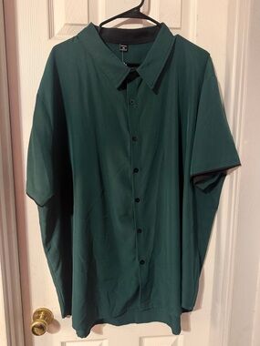 Men's Casual Short-Sleeve Button-Down Shirt - Forest Green